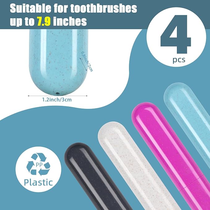 Hooqict 4 Pack Toothbrush Cases Travel Toothbrush Holder Portable Toothbrush Container Case Plastic Toothbrush Carrier Cover Case Toothbrush Protector for Traveling, Bathroom, School, Home, Camping - Image 4
