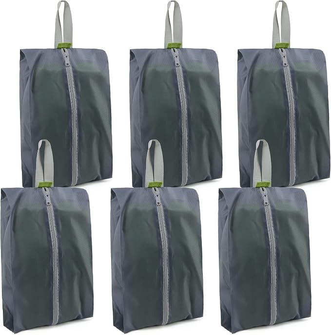 BeeGreen Grey Shoe Organizer Set - 6 Pack Shoe Bags For Travel with Zipper Closure and Handle,Stylish and Portable Nylon Shoe Storage for Men and Women's Travel Gifts and Home Storage by BeeGreen