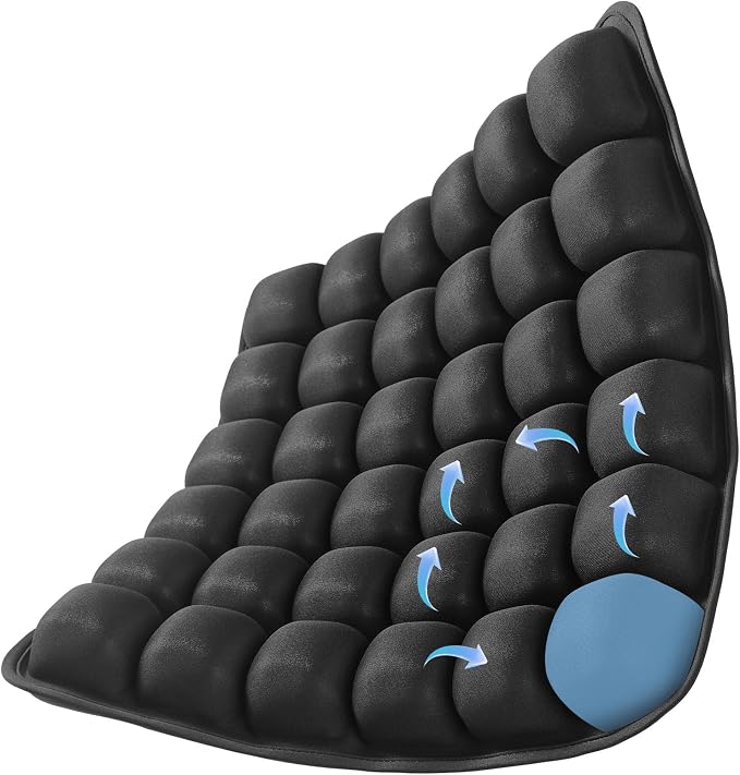 Travel Cushion, Inflatable Travel Cushion Airplane Seat Cushion for Long Flights, Portable Car Seat Cushions for Office Chair, Wheelchair, Camping, Home Living (Black) by Unknown