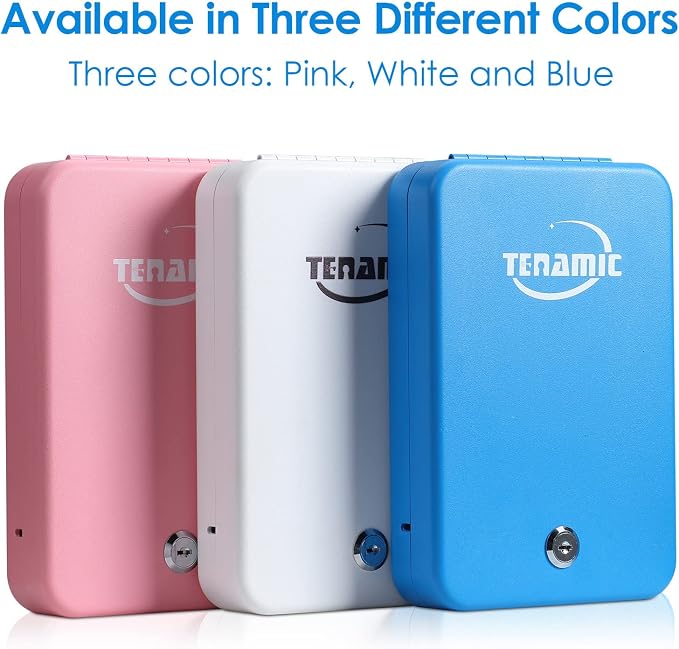 Tenamic Pistol Safe, Portable Travel Gun Safe, Solid Steel Handgun Lock Box for Home Hotel, Gun Safes for Car, Blue - Image 7
