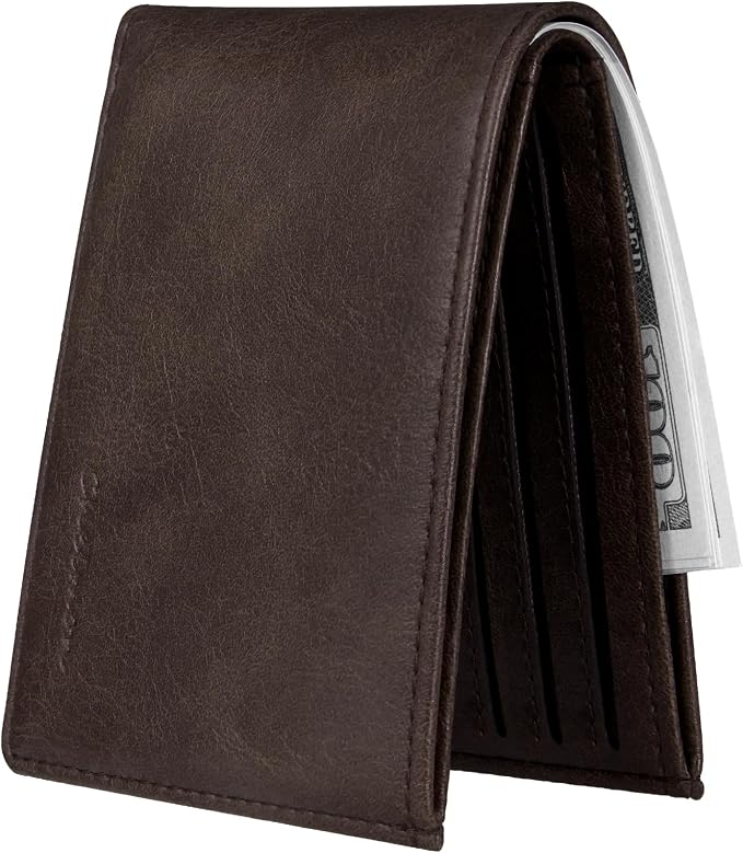 Chelmon Slim Wallet for Men ID Window with RFID Blocking Front Pocket Minimalist Bifold Bussiness Card Holder Gift for Men by Chelmon