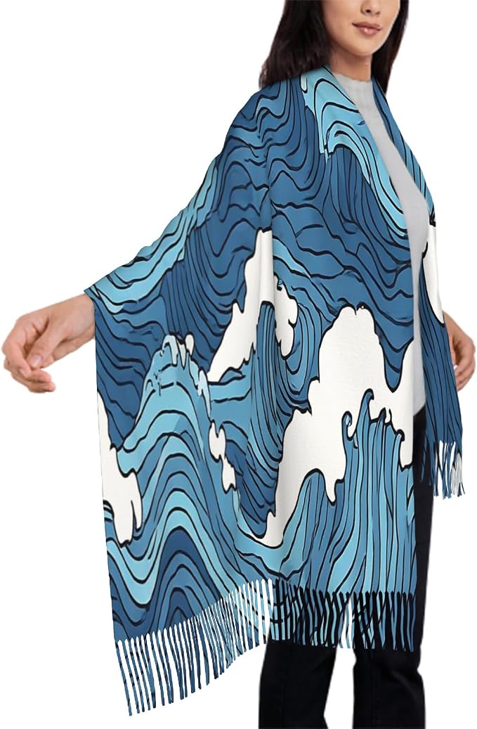 IBILIU Oversize Scarf for Women Floral Flower Purple Prune Color Scarf Tassel Scarves Fall Winter Shawl Wraps - 77.6 x 28.3in - Image 4