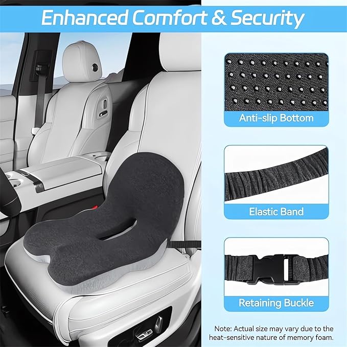 Memory Foam L-Shaped Integrated Seat Cushions for Car Truck Driver Ergonomic L Shape Lumbar Cushion Sciatica Back Pain Relief Office Chair Butt and Back Support Pillow Long Driving Booster Seat (B1) - Image 7