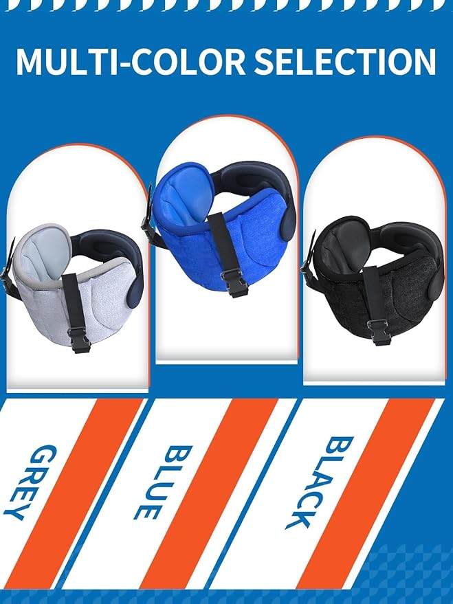 SARISUN Travel Pillow for Airplanes Sleep, Seat Strap for Stable Support | Airplane Pillow Head Strap with 3D Eye Mask, Stop Bobblehead, 360° Headrest Support for Long Flight Road Trip, Blue - Image 7