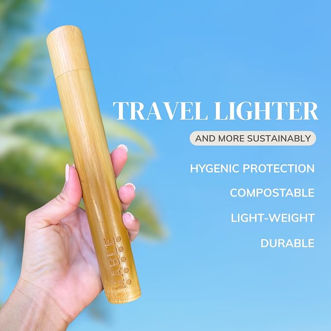 MABLE Toothbrush Travel Case | Bamboo Toothbrush Holder for Travelling and Camping | Adult Size | Natural Product - Image 3