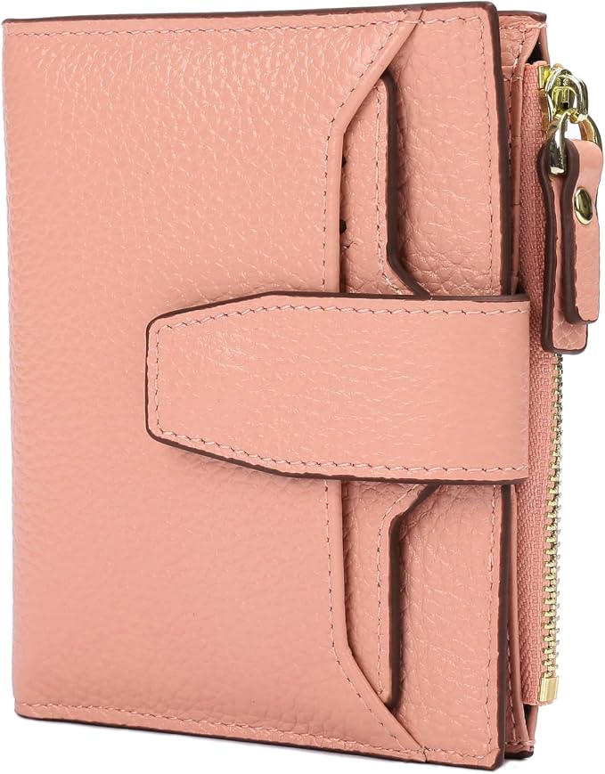 Women's RFID Blocking Leather Small Compact Bi-fold Zipper Pocket Wallet Card Case Purse with id Window - Image 6
