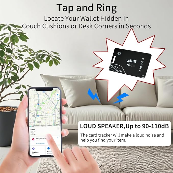 Ultra-Thin Wallet Tracker Card Works with Apple Find My, Rechargeable Slim Tracking Card, Bluetooth Tracker for Wallets, Key Finder & Item Locator for Luggage, Passports - MFi Certified iOS Only - Image 4