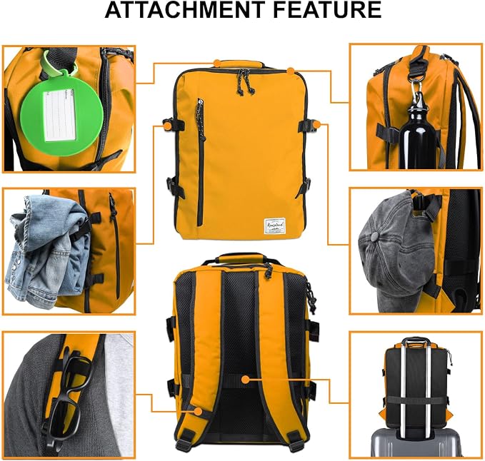 Lightweight Under-seat Backpack for Clothes Travel Overnight Women Men, 15.6 Laptop Minimalist Backpack, Stylish and Casual, Papaya - Image 5