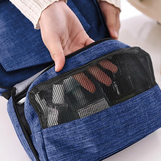 Travel toilet bag is used to store toiletries, Suitable for short-term travel use hanging toilet bag (Navy blue) - Image 6