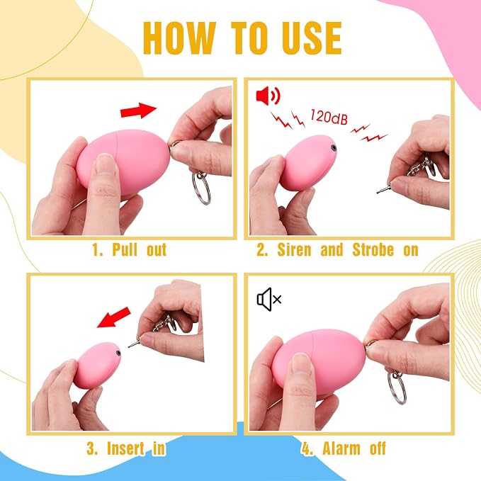 Tellegloww 8 Pcs Personal Safety Alarm for Women 120db Loud Sound Personal Siren Self Defense Keychain for Women Elderly Joggers Night Workers - Image 4