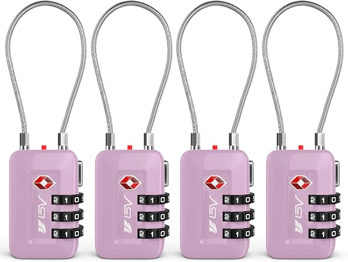TSA Accepted Luggage Travel Lock, Set-Your-Own Combination Lock for School Gym Locker, Luggage Suitcase Baggage Locks, Filing Cabinets, Toolbox, Case (Purple, 4 Pack) - Image 8