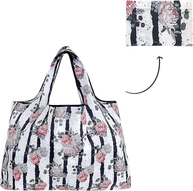allydrew Large Foldable Tote Nylon Reusable Grocery Bags - Image 5