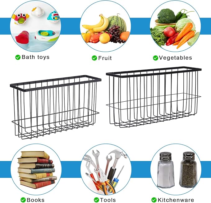 2 Pack Magnetic Aluminum Foil and Plastic Wrap Organizer,Wall Mounted Cabinet Door Organizer,Kitchen Pantry Organizers and Storage,Wrapping Paper Shelf for Sandwich, Freezer, Ziplock Bag, Black - Image 3
