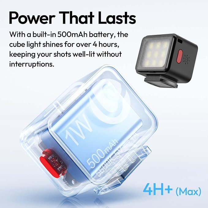 Ulanzi DG01 Magnetic Mini Cube Light for Action Camera DJI osmo Pocket 3 4 | Action 3 4 5 Led Fill Lights Accessories, With Cold Shoe Mount Soft Diffuser, 5600K 3 Brightness, For Phone Tripod Vlog Live - Image 7
