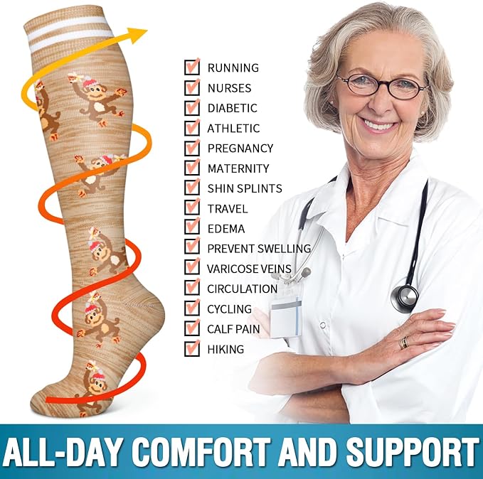 6 Pack Copper Compression Socks for Women and Men Circulation-Best Support for Medical,Running,Nursing,Athletic - Image 6