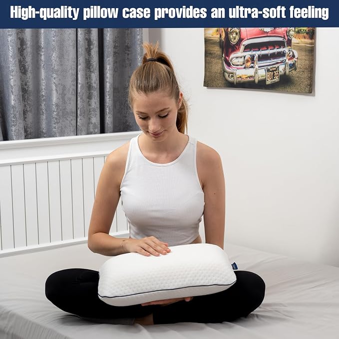 alkamto Travel & Camping Comfortable Memory Foam Pillow – Easy to Carry Portable Bag – Temperature Regulating Pillow Case (White) - Image 3