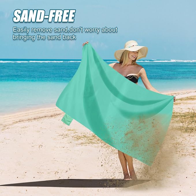 Odoland Sandproof Beach Blanket, Waterproof Portable Mat with Carry Pouch | 43.3“x27.5” Quick Drying & Foldable Lightweight Sand Free Beach Mat Tarp for Hiking, Camping, Travel, Light Green - Image 4