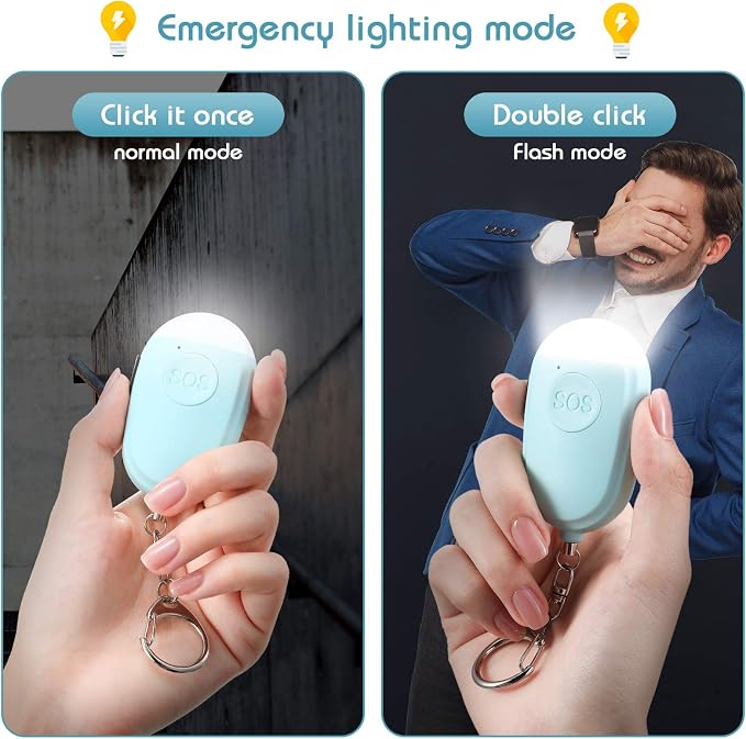 Frienda 4 Pieces Personal Security Alarm Keychain 130 dB Safety Alarm Self Siren Song Keychain with USB Rechargeable LED Flashlight for Women Kids Children Elders Men - Image 7