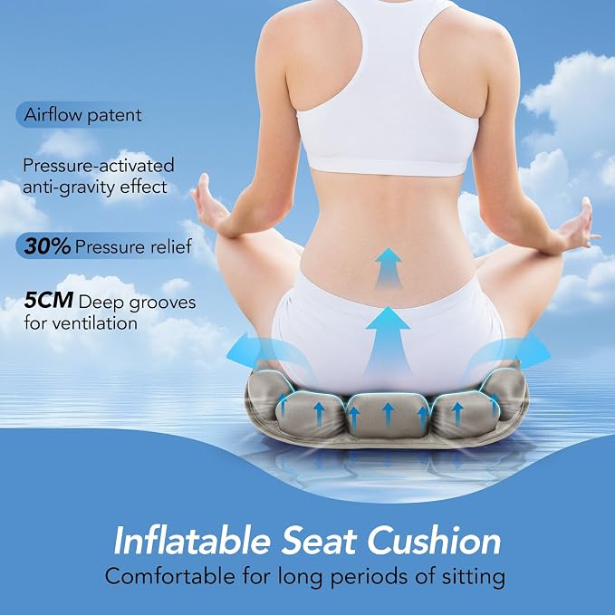 Travel Seat Cushion for Airplane, Adjustable Inflatable Seat Cushion | Pressure Relief Cushion for Long Sitting, Portable Support Pillow for Home, Airplane & Daily Use, Tailbone Comfort Support - Image 2
