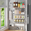 Magnetic Spice Rack for Refrigerator,8 Pack Magnetic Fridge Shelf, Moveable Spice Organizer with Hook Rack, Paper Towel Holder, Utensil Holder,cup lid holder, Super Magnetic Rack Set (White) by IYEBAU