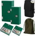 Acrylic Cash Box for Gambler 2 Pack Large and Small, Green Winners Bank with Keys, Slot, Storage Bag, Waist Bag, Portable Casino Money Organizer Safe Lock Box for Gamblers, Christmas Gift for Men by ClarityCraze