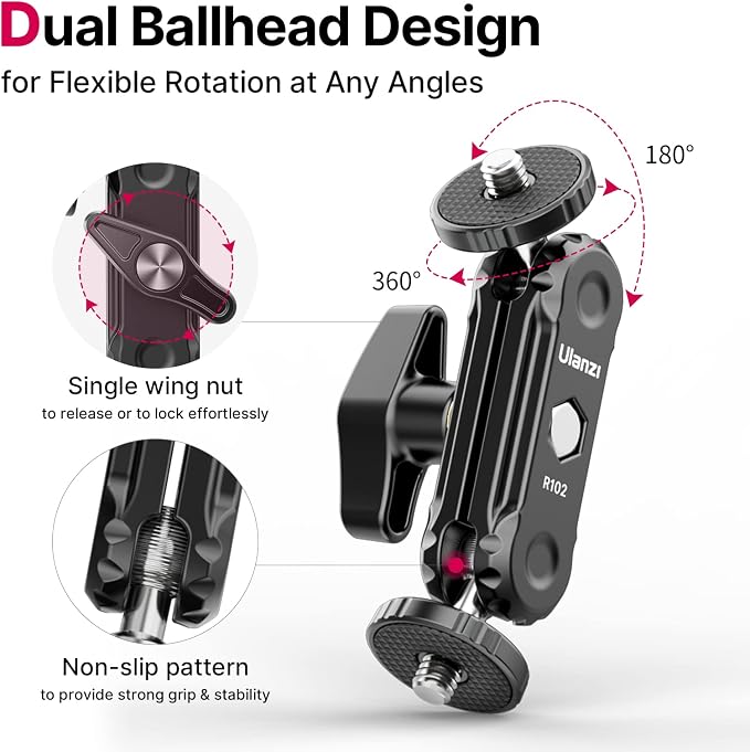 + ULANZI Magic Arm with Double Ballhead 1/4" Screw - Image 5