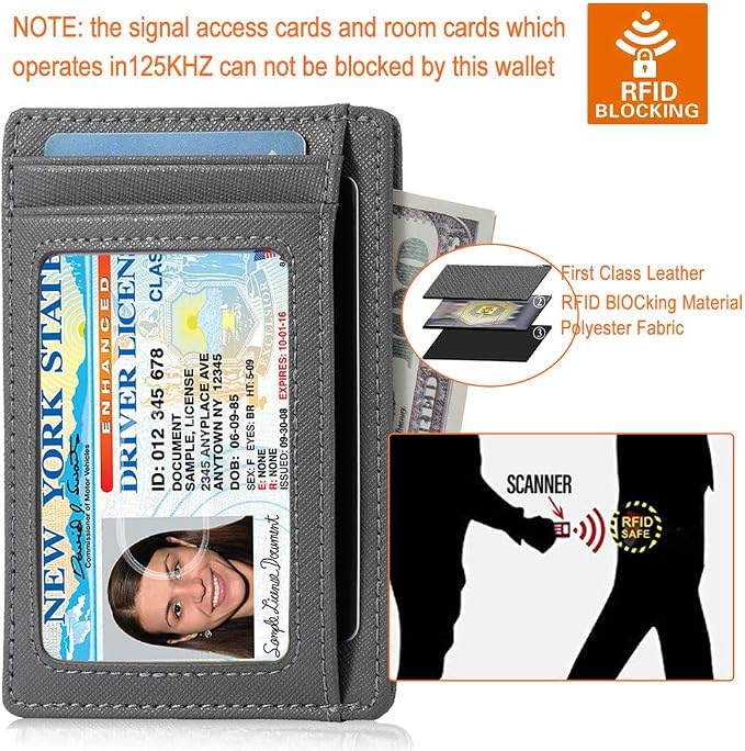 GH GOLD HORSE Slim RFID Blocking Card Holder Minimalist Leather Front Pocket Wallet for Women | Slim - Image 6