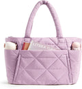 BAGSMART Tote Bag for Women, Puffer Tote Bag with Zipper, Large Quilted Shoulder Bag with Compartments for Travel, Work, Gym by BAGSMART