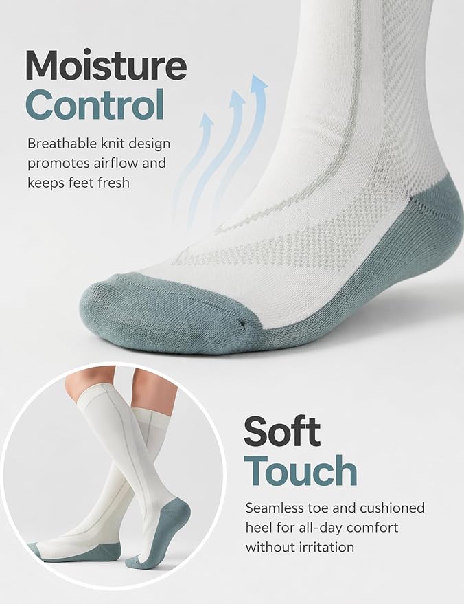 2 Pairs Compression Socks for Women & Men Knee High Nurse Pregnant Cute Medical Running Travel Athletic - Image 2