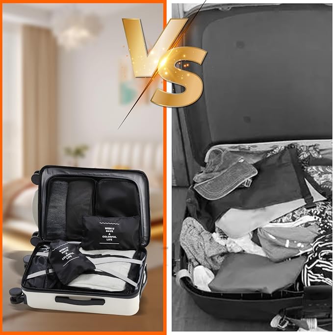 7 Set Packing Cubes for Travel,Suitcase Organizer Bags for Luggage with Shoe Bag, Vacation Travel Essentials & Accessories for Cruise Ship, Airplane Must-Have,Road Trip & Camp Gifts(Black) - Image 5
