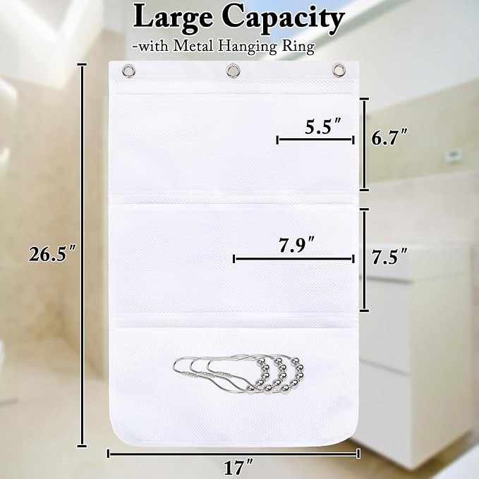 Fammart Mesh Shower Caddy Hanging, Quick-Drying Shower Organizer with 7 Pockets, Portable Bathroom Organizers and Storage for Shampoo, Soap, Loofah, Travel, and Cruise Essentials - Image 7