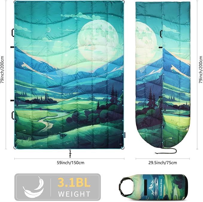 Camping Blanket, Puffy Blankets Lightweight Windproof Resistant for Outdoors,Hiking, Backpacking,Car,Picnic,Stadium - Image 2