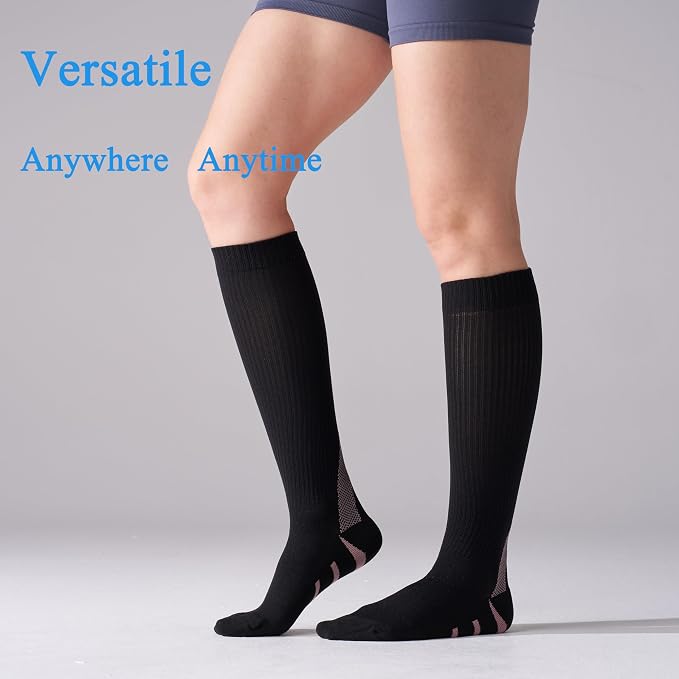 4 Pairs Compression Socks For Women and Men 20-30mmHg Graduated Compression Circulation Support Socks For Travel - Image 6