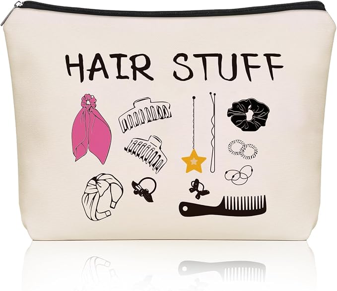 Mom Gifts Hair Stuff Makeup Bag: Hair Accessories Themed Cosmetic & Toiletry Organizer Pouch For Teen Girls & Women Hairstylist Sisters, Friends.Ideal Mom Gift For Travel, Birthdays. by Girllyempoweringeverywomen