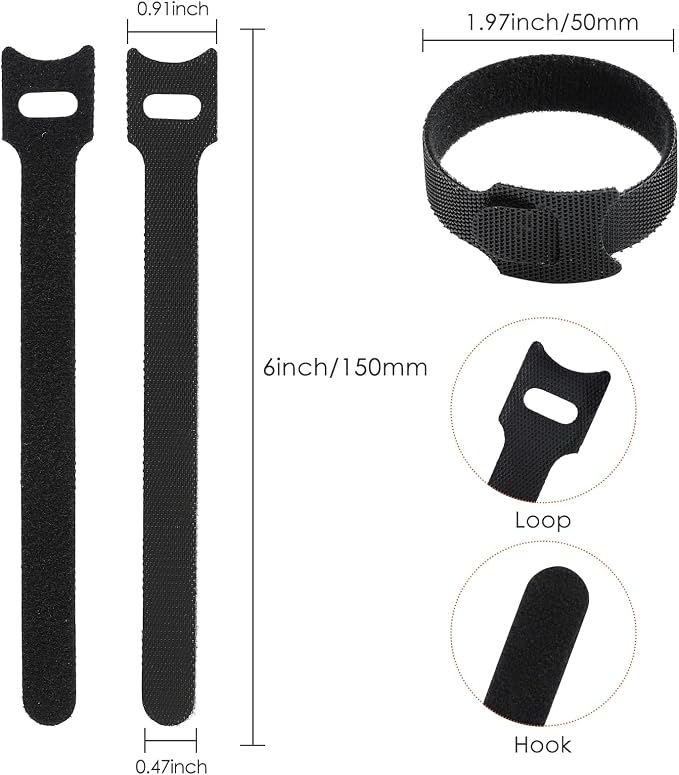 MVYC 120PCS 6 Inch Reusable Cable Ties Wire Ties Cord Organizer Cable Organizer Adjustable Management Black - Image 2