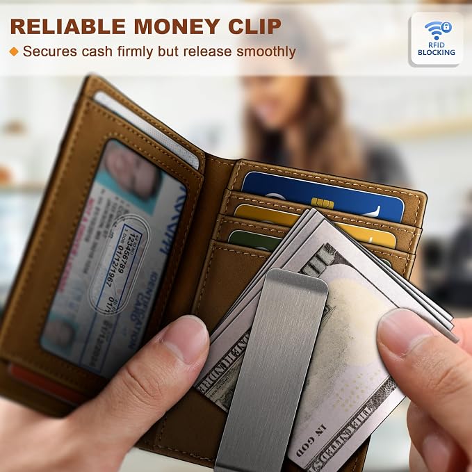 BULLIANT Magnetic Slim Leather Airtag Wallet Money Clip For Men 12Cards | RFID Blocking | Easy Access | Gift Boxed | Pocket Fit - Image 7