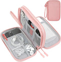 CAAORDKSO Electronic Cable Organizer Bag, Travel Electronic Accessories Carry Case Portable Waterproof Double Layers Storage Bag for Cable, Cord, Charger, Power Bank, Earphone (Light Pink, Medium) by Unknown