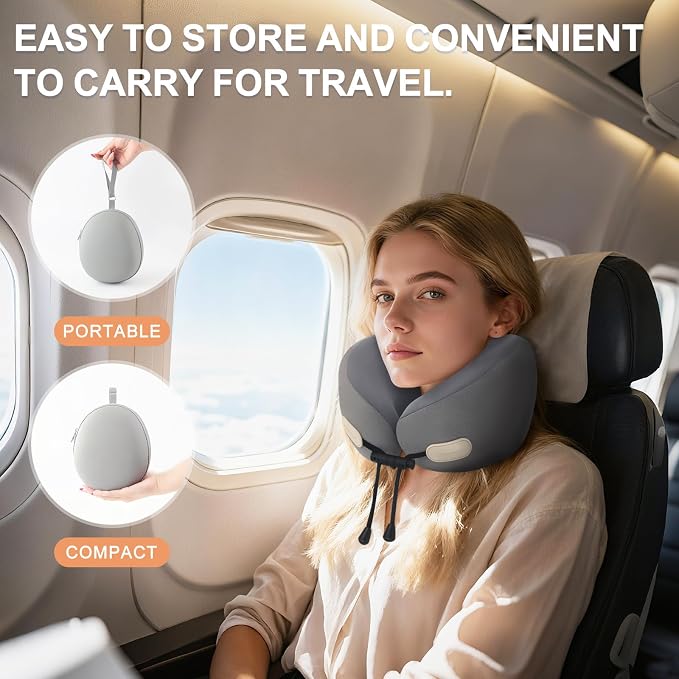 Travel Neck Pillow for Airplanes, Cars and Offices Comfortable Rest Sleep Neck Pillow for Travel,Portable oldable Donut Pillow-Grey and Ivory White (Grey) - Image 7