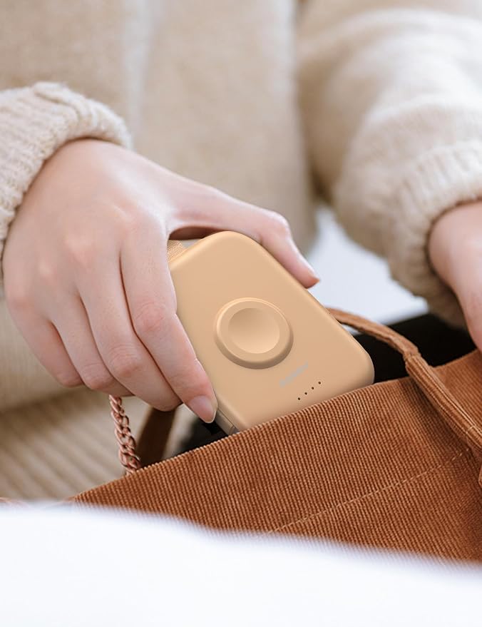 RORRY CharmGo Portable Charger, 5000mAh Portable Charger Power Bank | Built-in Cables,Travel Keychain Battery Pack Essentions for Apple Watch 1~11 Series/Ultra/SE & iPhone Air/17/16/15/14/13/12 - Image 4