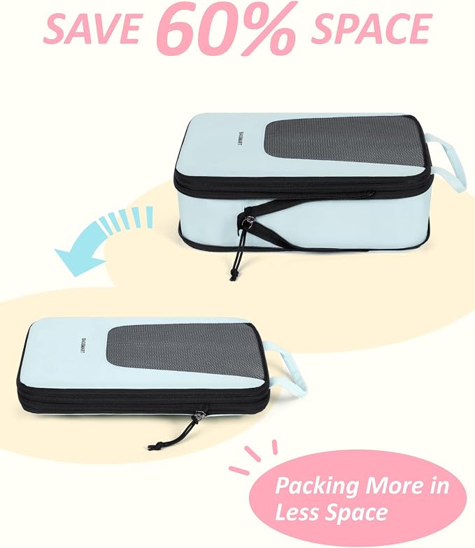 BAGSMART Compression Packing Cubes for Travel, 6/5/4set Lightweight Packing Organizers, Summer Travel Essentials Suitcase Organizer Bags Set - Image 4