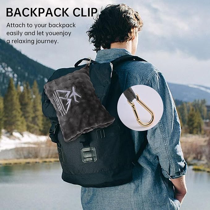 Travel Blanket and Pillow-2-in-1, Ultra-Soft&Compact, One-Piece Airplane Blanket with Hand Luggage Belt and Backpack Clip,Travelers Accessories Gifts, 61x43 Inches (Dark Grey) - Image 5