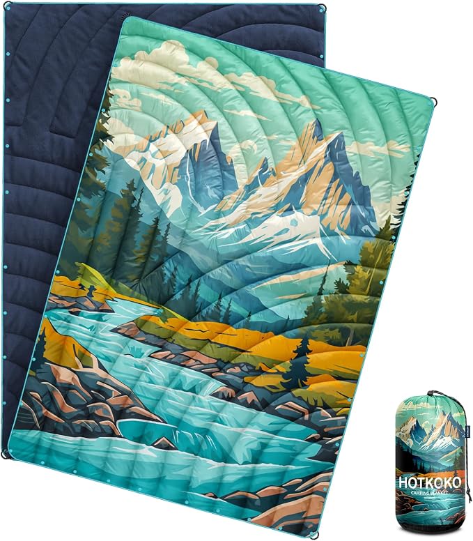 Camping Blanket,Puffy Blanket Lightweight Packable Camping Blanket Outdoor Blanket for Camping,Traveling, Stadium, Hiking, Picnics by hotkoko