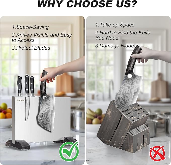 Magnetic Knife Block,Stainless Steel Magnetic Knife Holder Stand for Kitchen Counter,Strong Double Sided Magnet Knife Storage Rack - Image 4