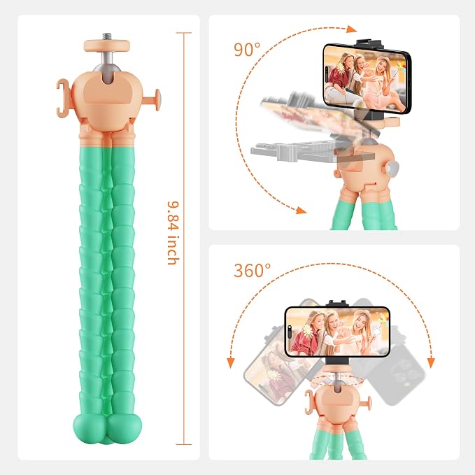 Phone Tripod with Wireless Remote - 2 in 1 Replaceable Flexible Tripod for iPhone, Portable Selfie Stick for Video Recording Vlogging - Compatible with iPhone Android Go Pro, Digital Camera - Image 8