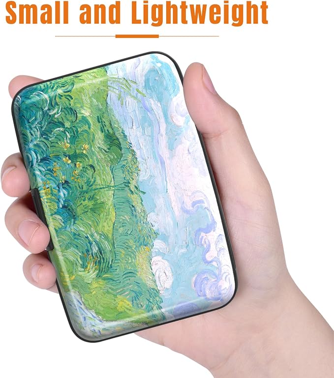 Rimilak Aluminuml Credit Card Holder,Field Painting | Mini Credit Card Wallet RFID Blocking Slim Metal Hard Case for Women Men - Image 3