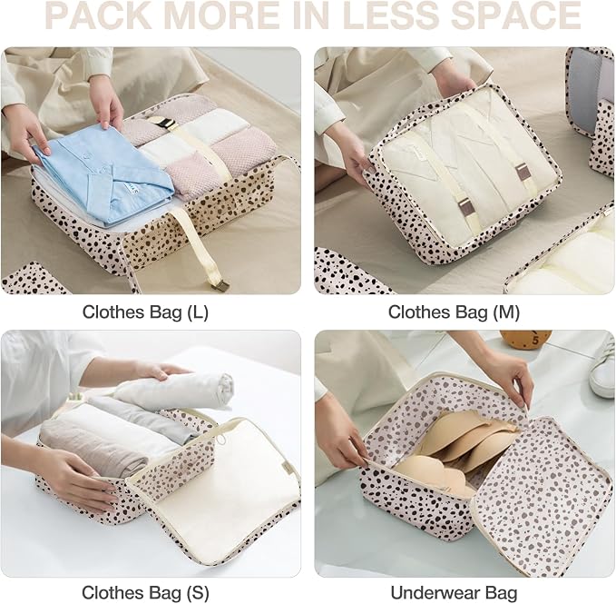 8 Set Packing Cubes for Suitcases, Packing Cube with Shoe, Cosmetics, Clothing, and Accessories Bags Packing Cubes for Travel Luggage Organizer(Leopard) - Image 3