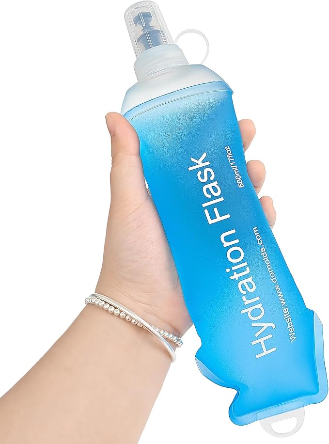 GUYI GYGYL Soft Flask, Collapsible Water Bottle for Sports, 500ml Blue | TPU Collapsible Water Bottle for Hydration Pack, Running Vest, Leak-Proof Folding Bottle for Hiking Cycling Climbing Jogging by GUYI