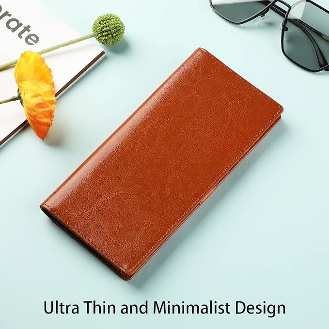 Ultra Slim Thin Leather Women Wallet RFID Blocking Credit Card Holder Bifold Long Ladies Billfold - Image 2