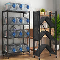 Kitchen Garage Metal Shelves, Storage Shelves Organizer, Foldable Metal Shelving, Closet Shelving Unit, 28" W x 14" D x 50" H Bakers Rack Microwave Stand, Plant Stand with Wheels (4-Tier Shelf) by Unknown