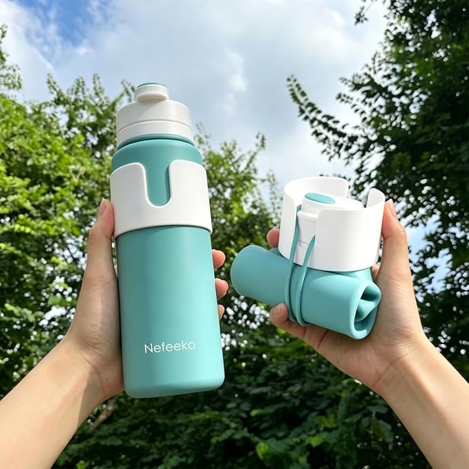 Nefeeko Collapsible Water Bottle, BPA Free 26oz Silicone Water Bottles | Foldable Water Bottles for Travel Sports, Leak-Proof Spill-Proof Portable Water Bottle with Carabiner, Lightweight - Image 7
